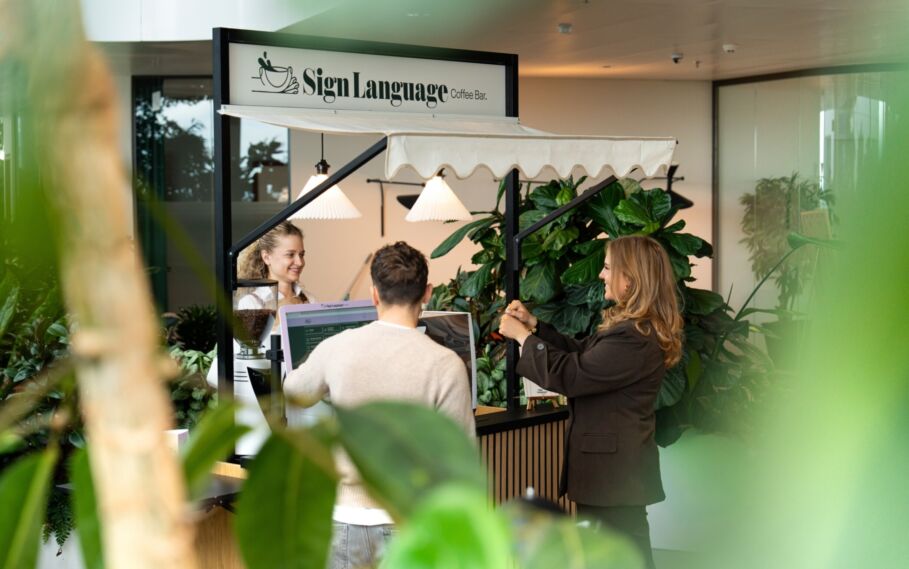 Ordering coffee in sign language: that’s the Sign Language Coffee Bar.